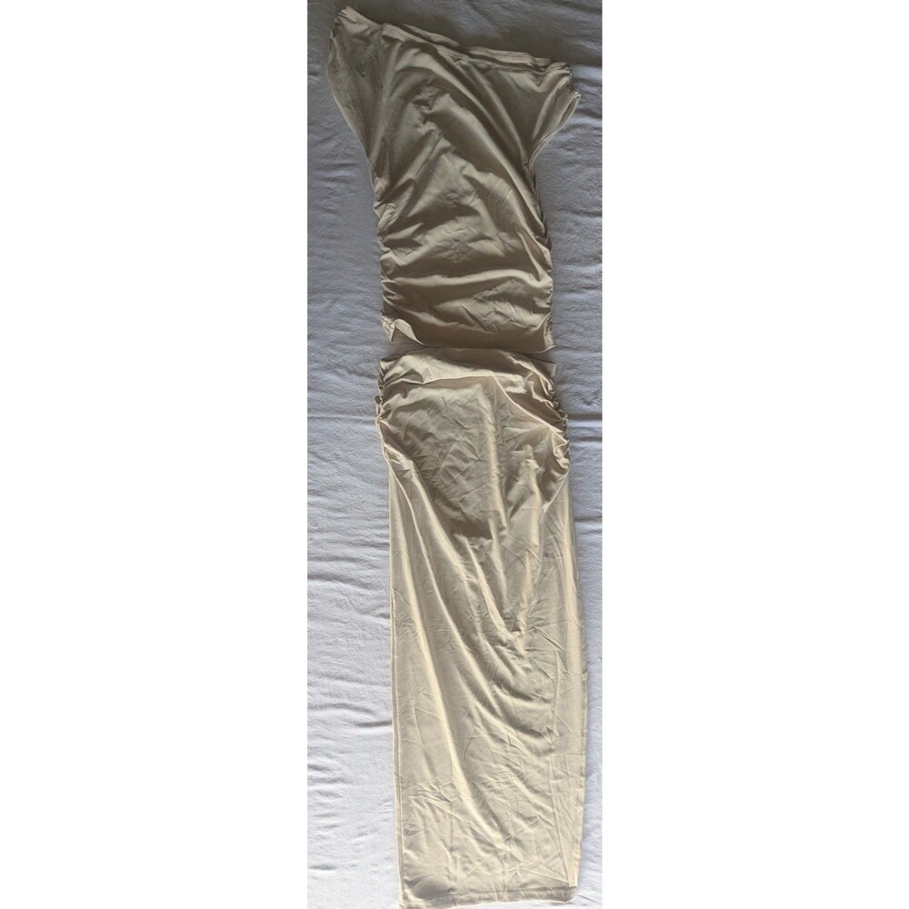 SHEIN BAE Women's XXS Ruched Bodycon Maxi Dress Beige/Champagne New